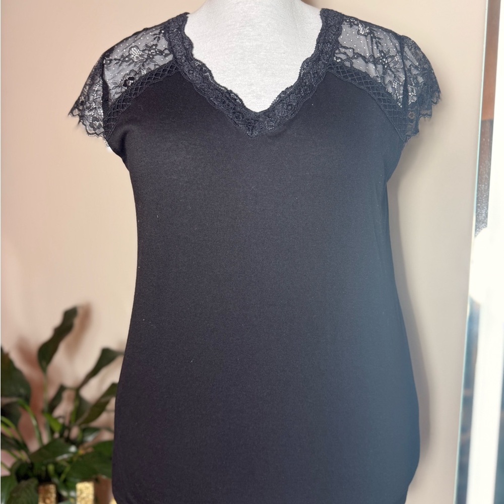 Black Lace Trim Top